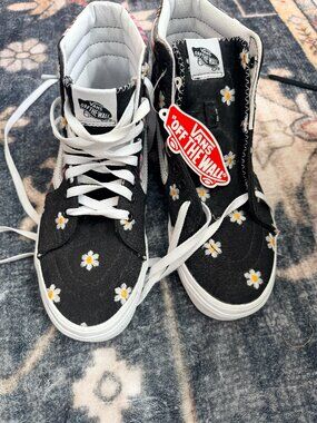Vans Hi Floral Daisy Plaid Patchwork High Tops – Women's 9 NEW